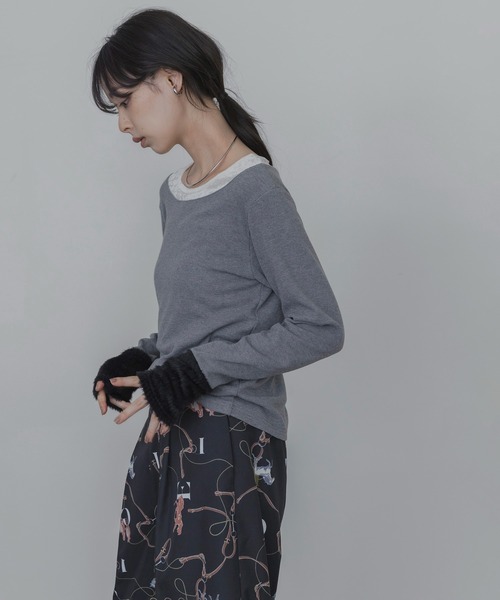Eimee Law(エイミーロウ)の「ネックレイヤードトップス(Tシャツ/カットソー・レディース・ブラウン/ブラック/アイボリー/グレー・FREE)」の22枚目の写真