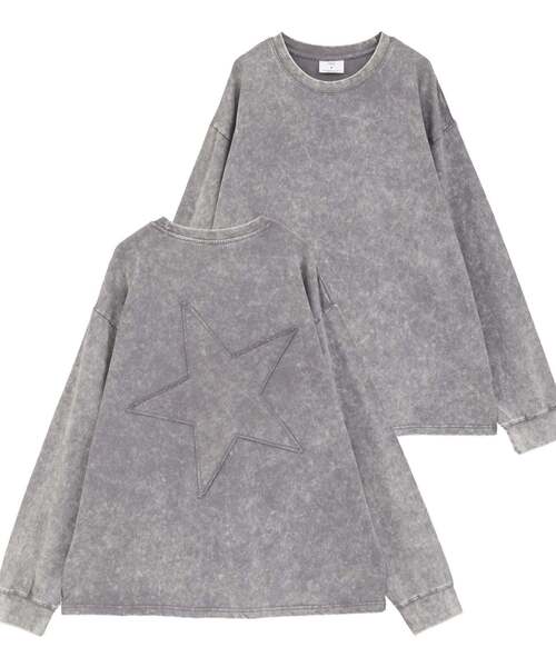CONVERSE TOKYO（コンバーストウキョウ）の「STAR PATCH CHEMICAL WASH LONG SLEEVE TEE（Tシャツ/カットソー・レディース・グレー/パープル・MEDIUM）」の2枚目の写真