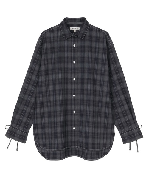 TOKYO SHIRTS(トウキョウシャツ)の「リボンカフス チェック シャツ 長袖 レディースデザインシャツ(シャツ/ブラウス・レディース・オレンジ/チャコールグレー・M/L)」の1枚目の写真