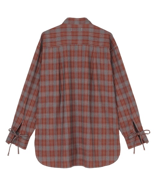 TOKYO SHIRTS(トウキョウシャツ)の「リボンカフス チェック シャツ 長袖 レディースデザインシャツ(シャツ/ブラウス・レディース・オレンジ/チャコールグレー・M/L)」の10枚目の写真
