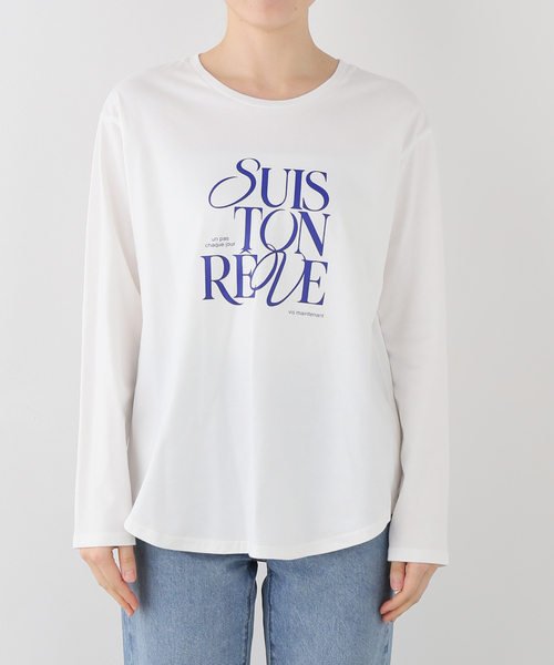 SLOBE IENA（スローブイエナ）の「SUIS TONREVE ロンTEE（Tシャツ/カットソー・レディース・ホワイト/ライトグレー・FREE）」の2枚目の写真