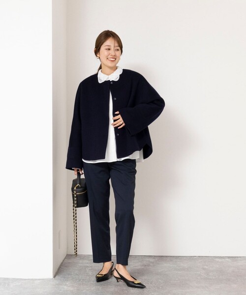 NOLLEY’S(ノーリーズ)の「【一部WEB限定カラー】エアーダブルジロンショートコート(ダッフルコート・レディース・オフホワイト/ネイビー/ライトグレー/キャメル・38)」の10枚目の写真
