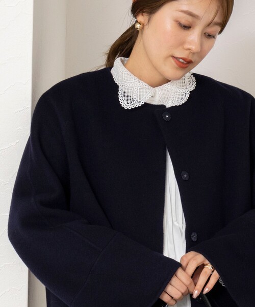 NOLLEY’S(ノーリーズ)の「【一部WEB限定カラー】エアーダブルジロンショートコート(ダッフルコート・レディース・オフホワイト/ネイビー/ライトグレー/キャメル・38)」の13枚目の写真