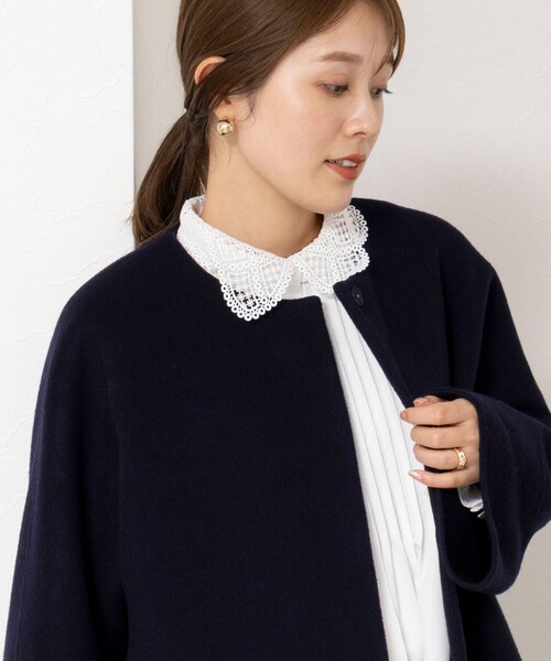 NOLLEY’S(ノーリーズ)の「【一部WEB限定カラー】エアーダブルジロンショートコート(ダッフルコート・レディース・オフホワイト/ネイビー/ライトグレー/キャメル・38)」の16枚目の写真