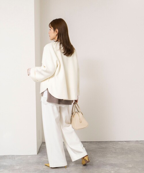 NOLLEY’S(ノーリーズ)の「【一部WEB限定カラー】エアーダブルジロンショートコート(ダッフルコート・レディース・オフホワイト/ネイビー/ライトグレー/キャメル・38)」の20枚目の写真