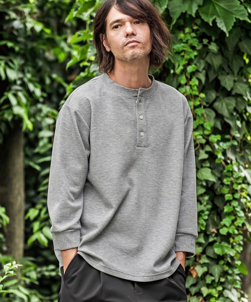 CAMBIO(カンビオ)の「mlt5876- ポンチ7分袖ヘンリーネックカットソー(BP-BFA0161)(Tシャツ/カットソー・メンズ・ホワイト/ブラック/ネイビー/グレー・S/M/L)」の10枚目の写真