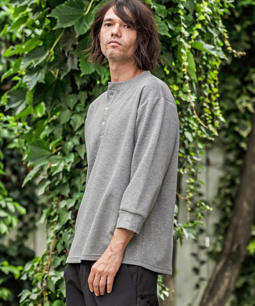 CAMBIO(カンビオ)の「mlt5876- ポンチ7分袖ヘンリーネックカットソー(BP-BFA0161)(Tシャツ/カットソー・メンズ・ホワイト/ブラック/ネイビー/グレー・S/M/L)」の11枚目の写真