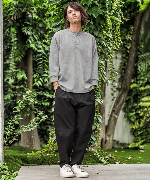 CAMBIO(カンビオ)の「mlt5876- ポンチ7分袖ヘンリーネックカットソー(BP-BFA0161)(Tシャツ/カットソー・メンズ・ホワイト/ブラック/ネイビー/グレー・S/M/L)」の12枚目の写真