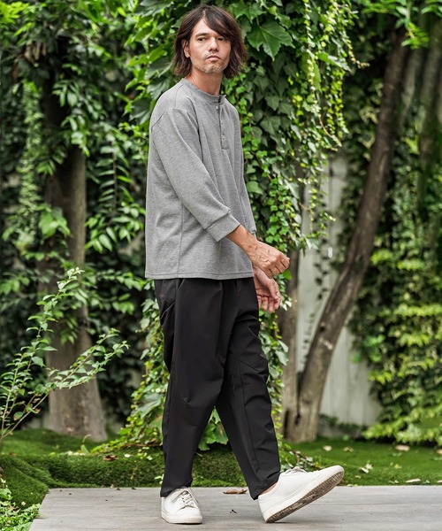 CAMBIO(カンビオ)の「mlt5876- ポンチ7分袖ヘンリーネックカットソー(BP-BFA0161)(Tシャツ/カットソー・メンズ・ホワイト/ブラック/ネイビー/グレー・S/M/L)」の13枚目の写真