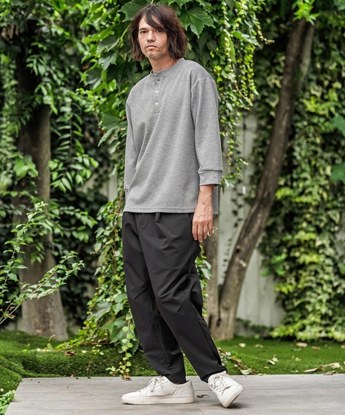CAMBIO(カンビオ)の「mlt5876- ポンチ7分袖ヘンリーネックカットソー(BP-BFA0161)(Tシャツ/カットソー・メンズ・ホワイト/ブラック/ネイビー/グレー・S/M/L)」の14枚目の写真