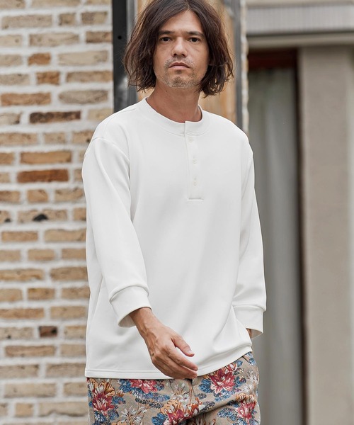 CAMBIO(カンビオ)の「mlt5876- ポンチ7分袖ヘンリーネックカットソー(BP-BFA0161)(Tシャツ/カットソー・メンズ・ホワイト/ブラック/ネイビー/グレー・S/M/L)」の15枚目の写真