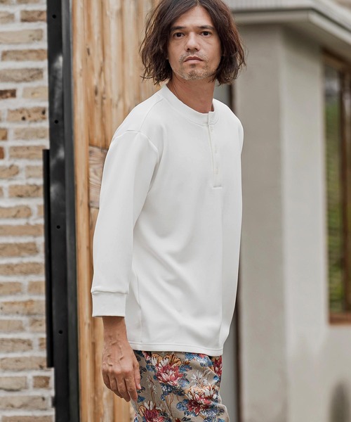 CAMBIO(カンビオ)の「mlt5876- ポンチ7分袖ヘンリーネックカットソー(BP-BFA0161)(Tシャツ/カットソー・メンズ・ホワイト/ブラック/ネイビー/グレー・S/M/L)」の16枚目の写真
