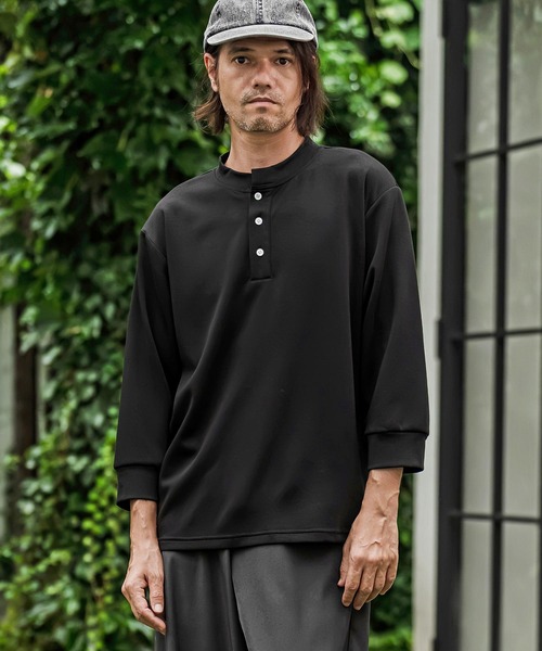 CAMBIO(カンビオ)の「mlt5876- ポンチ7分袖ヘンリーネックカットソー(BP-BFA0161)(Tシャツ/カットソー・メンズ・ホワイト/ブラック/ネイビー/グレー・S/M/L)」の19枚目の写真