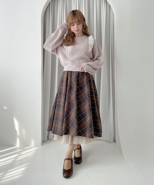 an another angelus(アンアナザーアンジェラス)の「チェック柄パニエサーキュラースカート/fint フィント(スカート・レディース・グリーン系その他/ブラウン系その他・1/2)」の5枚目の写真