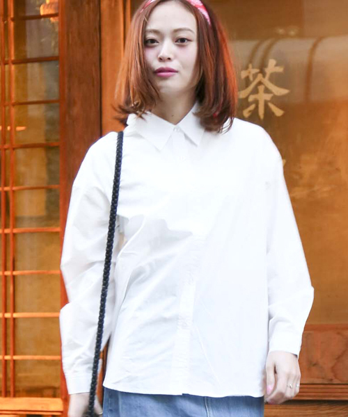 Denime（ドゥニーム）の「ブロードロングスリーブシャツ（シャツ/ブラウス・レディース・オフホワイト/ネイビー/サックスブルー・FREE）」の2枚目の写真