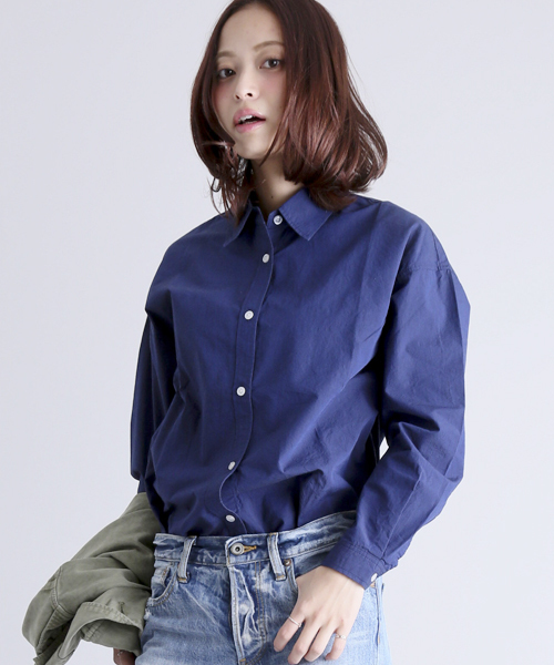 Denime（ドゥニーム）の「ブロードロングスリーブシャツ（シャツ/ブラウス・レディース・オフホワイト/ネイビー/サックスブルー・FREE）」の15枚目の写真