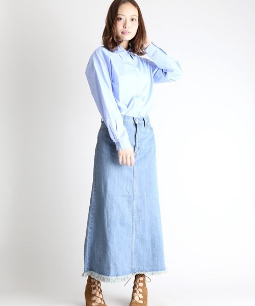 Denime（ドゥニーム）の「ブロードロングスリーブシャツ（シャツ/ブラウス・レディース・オフホワイト/ネイビー/サックスブルー・FREE）」の18枚目の写真