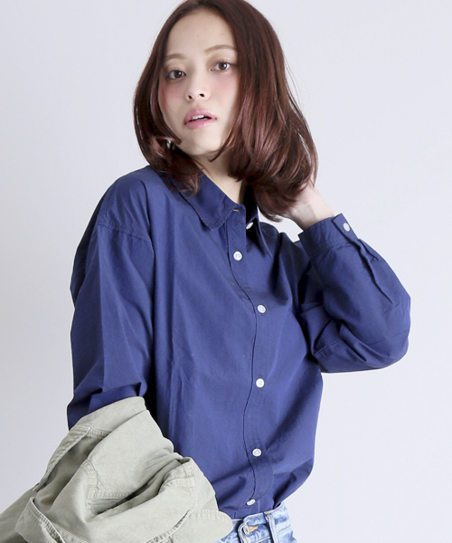 Denime（ドゥニーム）の「ブロードロングスリーブシャツ（シャツ/ブラウス・レディース・オフホワイト/ネイビー/サックスブルー・FREE）」の13枚目の写真
