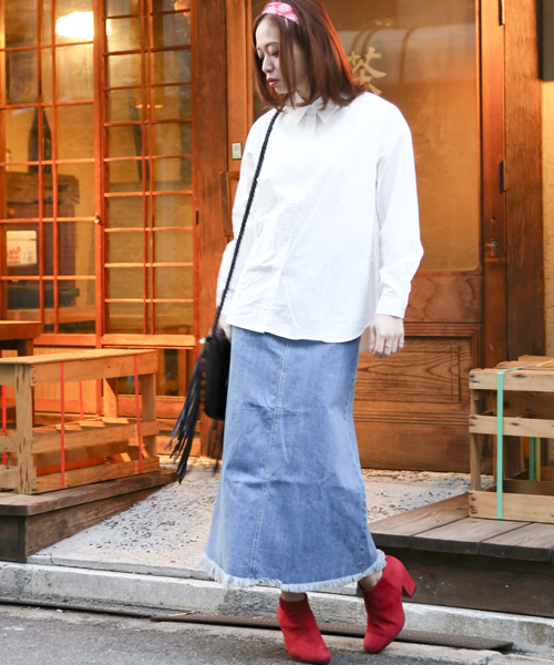 Denime（ドゥニーム）の「ブロードロングスリーブシャツ（シャツ/ブラウス・レディース・オフホワイト/ネイビー/サックスブルー・FREE）」の11枚目の写真