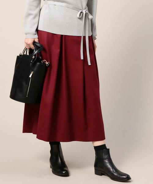 BEAUTY&YOUTH UNITED ARROWS（ビューティーアンドユースユナイテッドアローズ）の「BY サキソニータックスカート◆（スカート・レディース・レッド/マスタード/ネイビー/ワインレッド・FREE）」の4枚目の写真