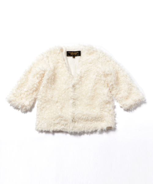 COMECHATTO&CLOSET(カムチャットアンドクロゼット)の「シープボアVネックカーディガン(カーディガン/ボレロ・キッズ・ブラック/アイボリー/ベージュ・110/130/100/120/90)」の2枚目の写真