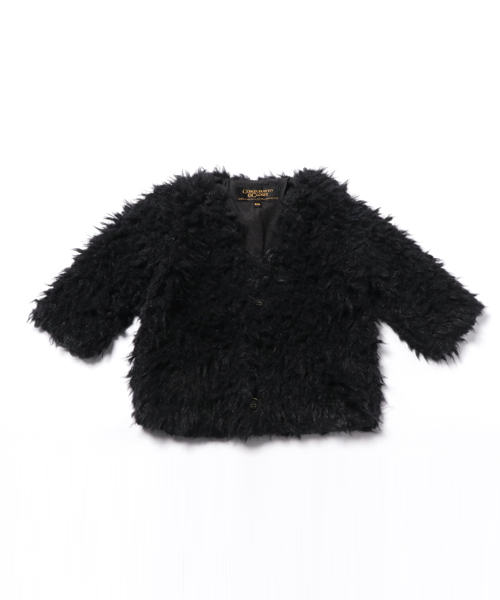 COMECHATTO&CLOSET(カムチャットアンドクロゼット)の「シープボアVネックカーディガン(カーディガン/ボレロ・キッズ・ブラック/アイボリー/ベージュ・110/130/100/120/90)」の1枚目の写真