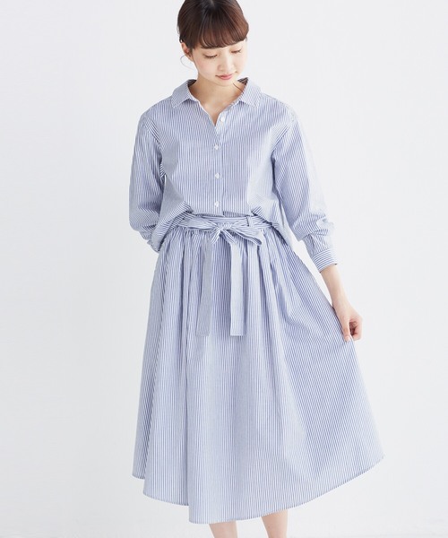 Haco ハコ の 抜き衿シャツ ふんわりスカートの総柄セットアップ シャツワンピース Wear