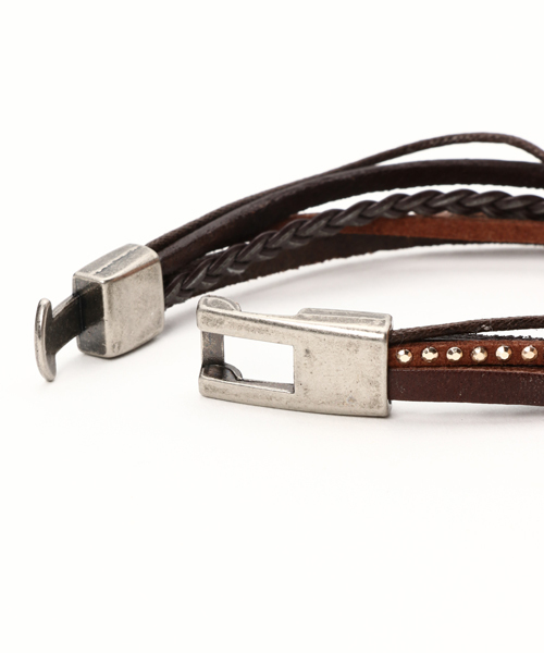 チャイハネ（チャイハネ）の「【チャイハネ】フェイクレザーMEN'S連ブレスレット（ブレスレット・メンズ・ブラウン/ブラック・FREE）」の5枚目の写真