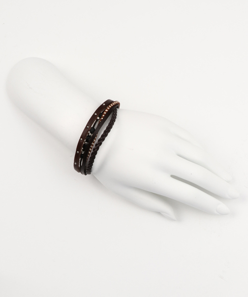 チャイハネ（チャイハネ）の「【チャイハネ】フェイクレザーMEN'S連ブレスレット（ブレスレット・メンズ・ブラウン/ブラック・FREE）」の6枚目の写真