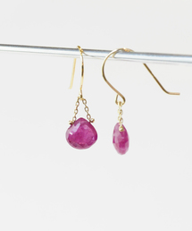 「anq.」K18/K10・天然石マロンピアス 誕生石