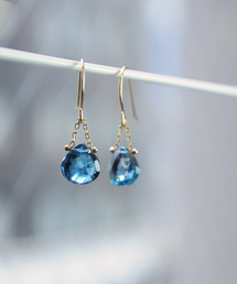 「anq.」K18/K10・天然石マロンピアス 誕生石
