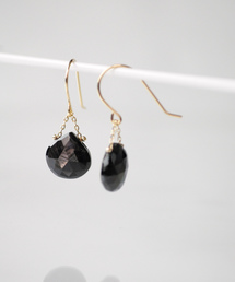 「anq.」K18/K10・天然石マロンピアス 誕生石