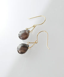 「anq.」K18/K10・天然石マロンピアス　誕生石