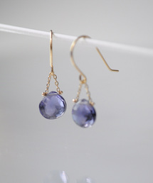 「anq.」K18/K10・天然石マロンピアス 誕生石