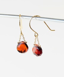 「anq.」K18/K10・天然石マロンピアス 誕生石