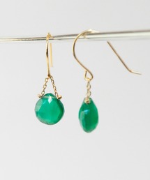 「anq.」K18/K10・天然石マロンピアス　誕生石