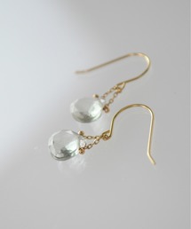 「anq.」K18/K10・天然石マロンピアス 誕生石