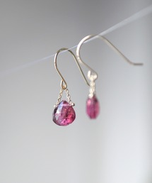 「anq.」K18/K10・天然石マロンピアス　誕生石