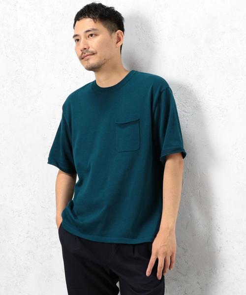 green label relaxing（グリーンレーベルリラクシング）の「SC DRY-MIX ﾎﾟｹｯﾄ ｸﾙｰﾈｯｸ / 半袖ニット / カットソー ＜機能性素材＞ 吸水速乾 ◆（Tシャツ/カットソー・メンズ・ターコイズブルー/ホワイト/ワインレッド/ブラック・LARGE/MEDIUM/SMALL）」の3枚目の写真