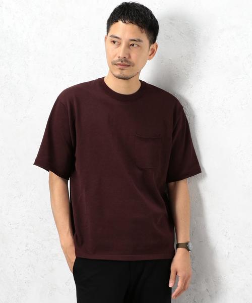 green label relaxing（グリーンレーベルリラクシング）の「SC DRY-MIX ﾎﾟｹｯﾄ ｸﾙｰﾈｯｸ / 半袖ニット / カットソー ＜機能性素材＞ 吸水速乾 ◆（Tシャツ/カットソー・メンズ・ターコイズブルー/ホワイト/ワインレッド/ブラック・LARGE/MEDIUM/SMALL）」の4枚目の写真