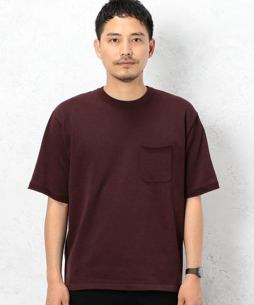 green label relaxing（グリーンレーベルリラクシング）の「SC DRY-MIX ﾎﾟｹｯﾄ ｸﾙｰﾈｯｸ / 半袖ニット / カットソー ＜機能性素材＞ 吸水速乾 ◆（Tシャツ/カットソー・メンズ・ターコイズブルー/ホワイト/ワインレッド/ブラック・LARGE/MEDIUM/SMALL）」の11枚目の写真