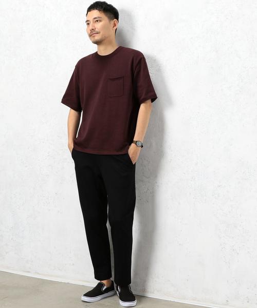 green label relaxing（グリーンレーベルリラクシング）の「SC DRY-MIX ﾎﾟｹｯﾄ ｸﾙｰﾈｯｸ / 半袖ニット / カットソー ＜機能性素材＞ 吸水速乾 ◆（Tシャツ/カットソー・メンズ・ターコイズブルー/ホワイト/ワインレッド/ブラック・LARGE/MEDIUM/SMALL）」の14枚目の写真