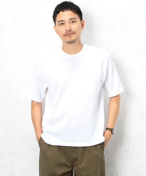 green label relaxing（グリーンレーベルリラクシング）の「SC DRY-MIX ﾎﾟｹｯﾄ ｸﾙｰﾈｯｸ / 半袖ニット / カットソー ＜機能性素材＞ 吸水速乾 ◆（Tシャツ/カットソー・メンズ・ターコイズブルー/ホワイト/ワインレッド/ブラック・LARGE/MEDIUM/SMALL）」の5枚目の写真