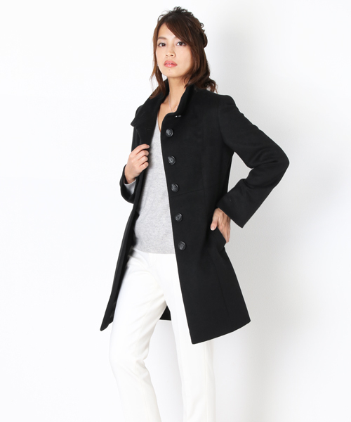 sankyo shokai（サンキョウショウカイ）の「カシミヤステンカラーコート（ステンカラーコート・レディース・ブラック・11号/13号/7号/9号）」の2枚目の写真