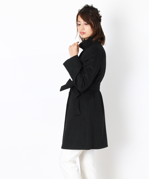 sankyo shokai（サンキョウショウカイ）の「カシミヤステンカラーコート（ステンカラーコート・レディース・ブラック・11号/13号/7号/9号）」の7枚目の写真
