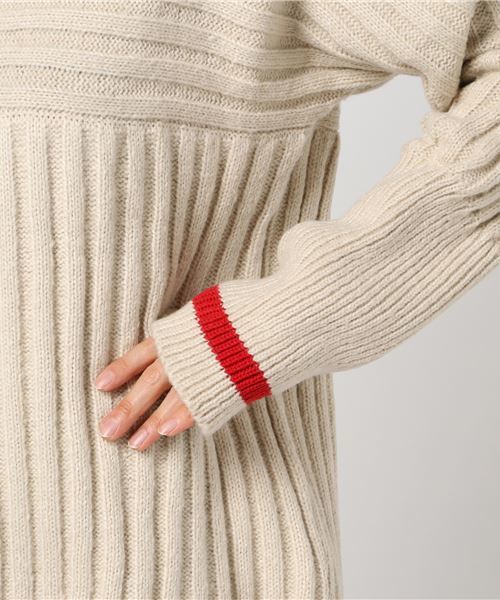 coca（coca）（コカ）の「【新色登場】袖ライン入りプチタートルネックニット（ニット/セーター・レディース・アイボリー/ブラウン・ONE SIZE）」の6枚目の写真