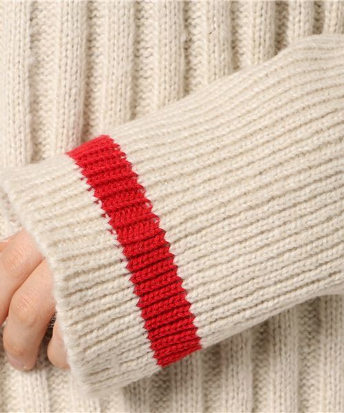 coca（coca）（コカ）の「【新色登場】袖ライン入りプチタートルネックニット（ニット/セーター・レディース・アイボリー/ブラウン・ONE SIZE）」の3枚目の写真