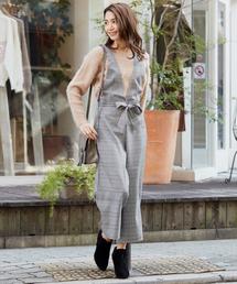 チェック柄ワイドサロペット