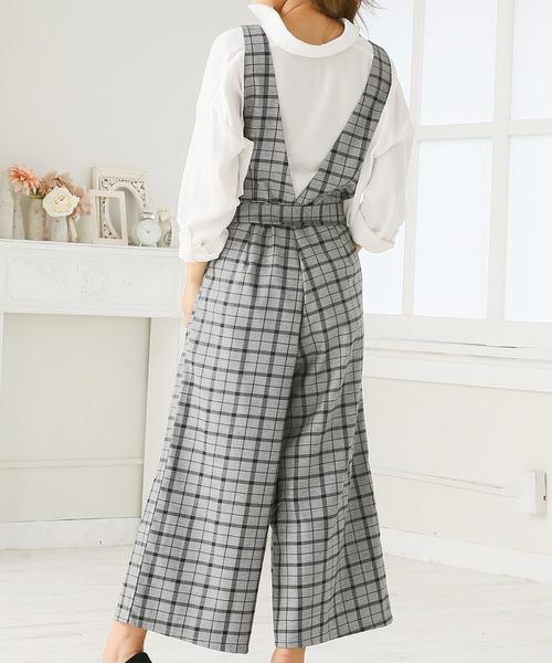 Doula Doula（ドゥーラドゥーラ）の「チェック柄ワイドサロペット（サロペット/オーバーオール・レディース・ダークグレー/ライトグレー・M/L）」の5枚目の写真