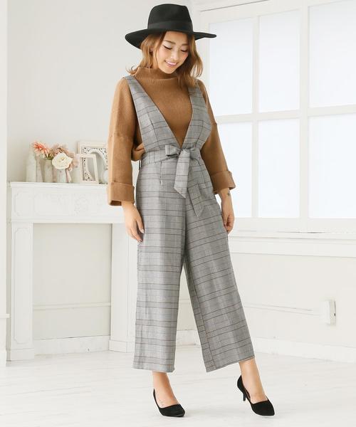 Doula Doula（ドゥーラドゥーラ）の「チェック柄ワイドサロペット（サロペット/オーバーオール・レディース・ダークグレー/ライトグレー・M/L）」の12枚目の写真